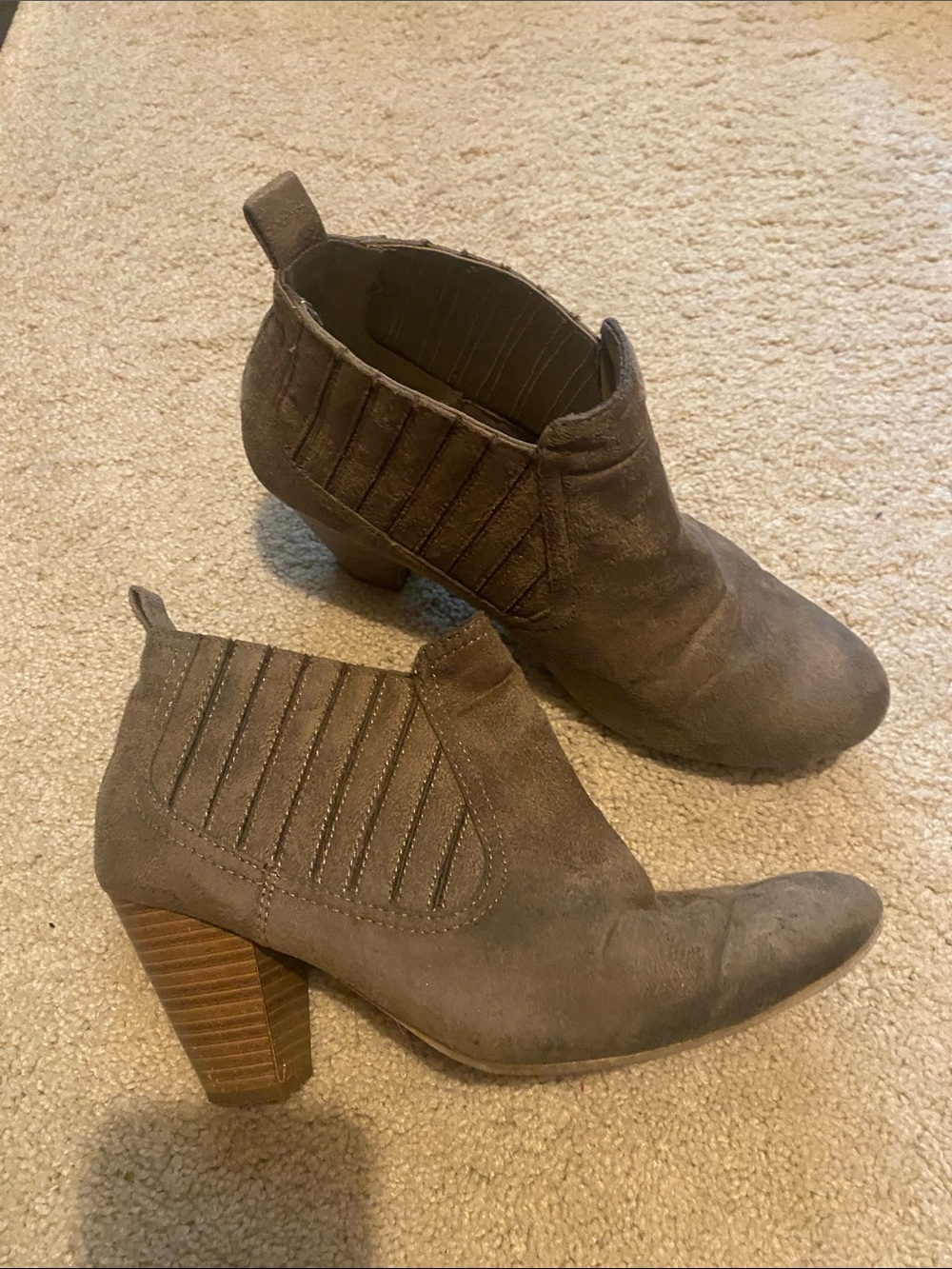 Gray suede booties